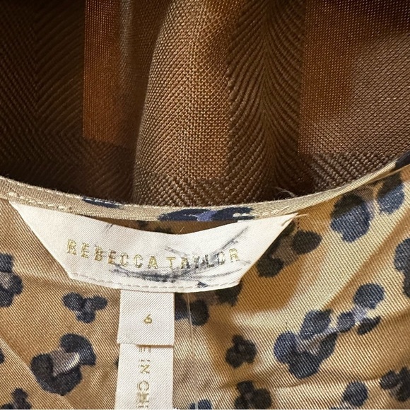 NWT Rebecca Taylor Silk Tie Front Cheetah Mini Dress Size 6 reg. $495 - Picture 7 of 9